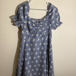 SHEIN Curve 0XL Blue Gingham Daisy Dress